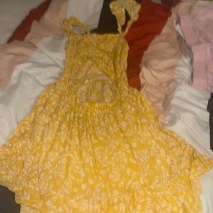 Rue 21 dress, big hole in front for stomach, yellow, size small (women's)